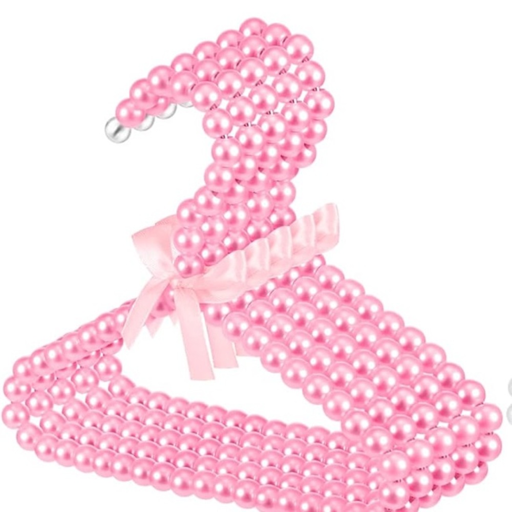 Set of 10 Pink Pearl Beaded Hangers Dogs Clothes